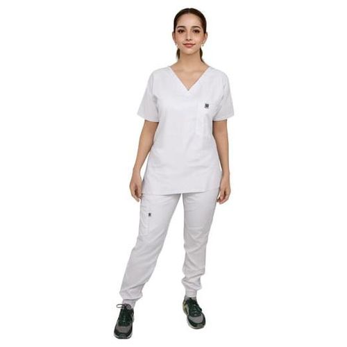 Pijama Quirurgica Uniforme Medico Jogger Mujer Algodon Blanco