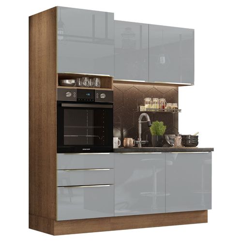 Cocina Integral Compacta 180 cm Lux Marrón Gris Madesa 01