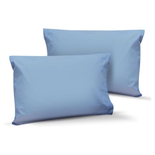 Par de Fundas de Almohada Algodón Percal 300 King Size Cielo