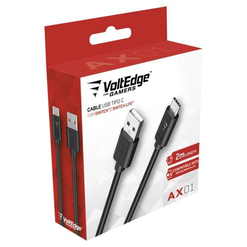 Cable de Carga VoltEdge AX01 USB a Tipo C Nintendo Switch - 2 Metros