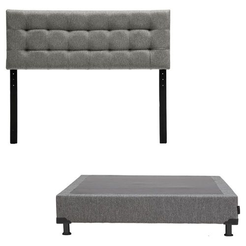 Cabecera Matrimonial Dicasa Catania Gris + Box Dicasa Plomo RGH