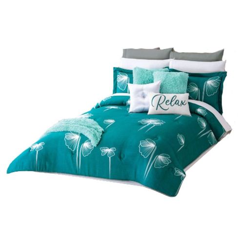 Edredón Poliester Lavable C/Cojin Suspiro Turquesa Concord