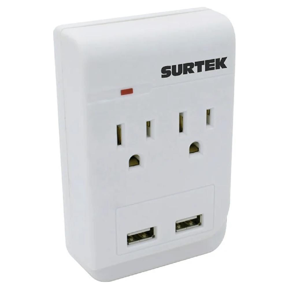 Multicontacto Barra 2 Entradas 2 Puertos Usb 2.4 A Surtek