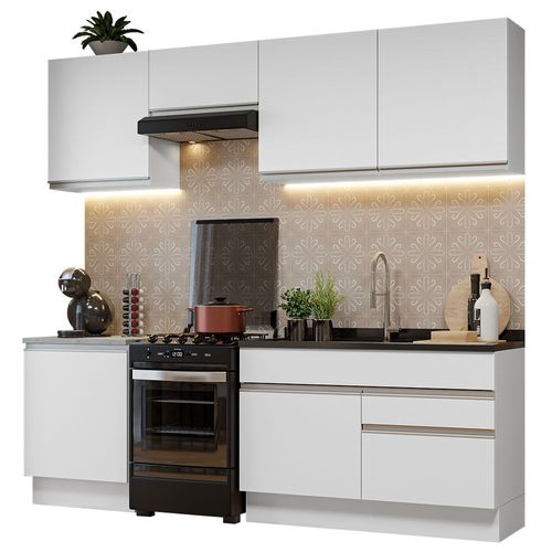 Mueble de Cocina Integral 240cm Glamy Madesa 08 Blanco