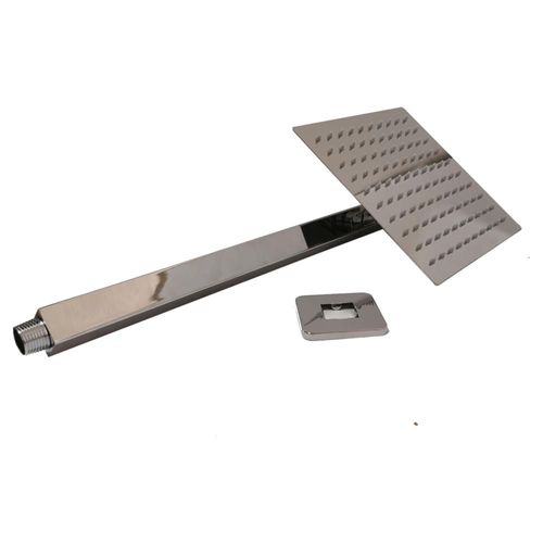 Regadera Cuadrada 25cm Con Brazo Alfa Acero inóx Cromada Espejo