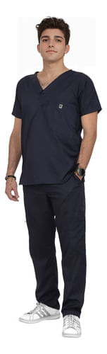 Uniforme Medico Pijama Quirurgica Hombre Recto Conjunto Azul Marino XS