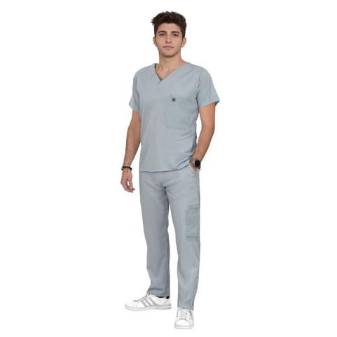 Uniforme Medico Pijama Quirurgica Hombre Recto Conjunto Gris XS