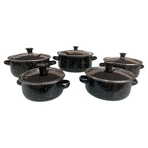 Juego de Ollas Tapa de Peltre 10 piezas International Negra Shorbull