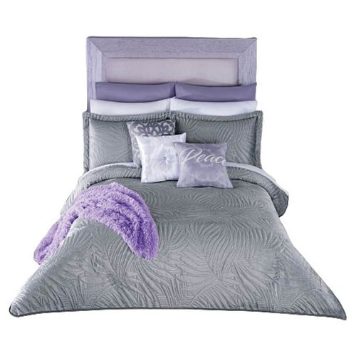 Edredón Neo Velvet Gris Matrimonial Fundas Colchas Concord
