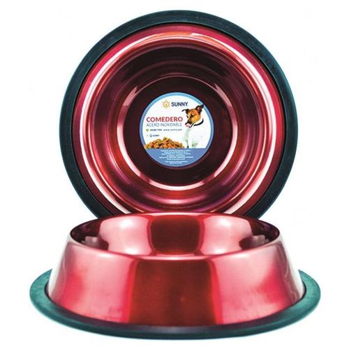 Plato Perro Gato 2839 ml Antiderrapante Acero Inoxidable Sunny Rojo