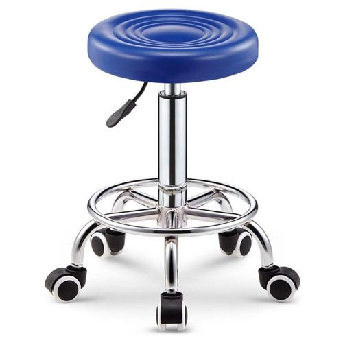 2 Sillas de bar taburete redondo ajustable con ruedas azul