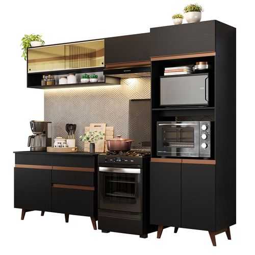 Madesa Gabinete Cocina Integral Completa 260cm Reims Negro 12