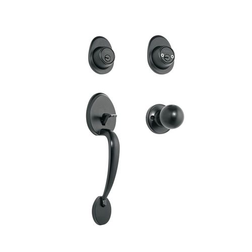 Jaladera, perilla y cerrojo llave-llave, negro