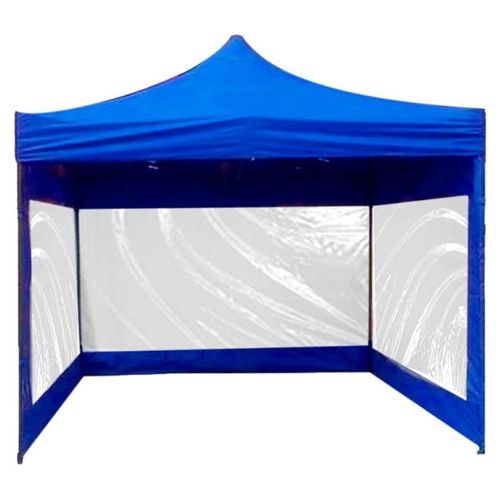 Carpa 3X3 Toldo Paredes Transparentes Azul Armable Plegable Jardin Exterior Jardimex