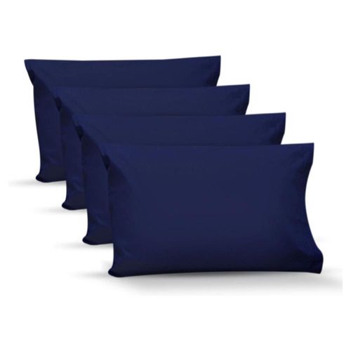 4 Fundas de Almohada Algodón Percal 200 Estándar Marino