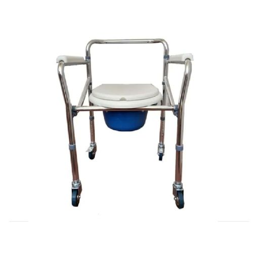 Silla Baño Comodo Aluminio Cromado Con Ruedas