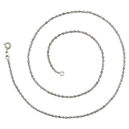 Cadena Singapur Dama 45 Cm 2 Mm Oro Blanco 14k Laminado