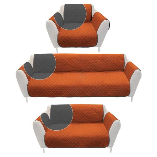 Cubre Sofá Capitonado Fino Doble Vista Chedron 3 Piezas