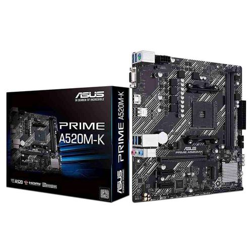 T. Madre Asus PRIME A520M-K, Chipset AMD A520, Soporta Procesador AMD
