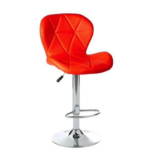 Silla de bar acolchada con respaldo geométrico rojo