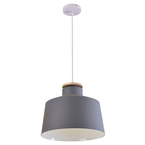 Lampara Colgante Macaron Con Madera 29 Cm de Diámetro gris