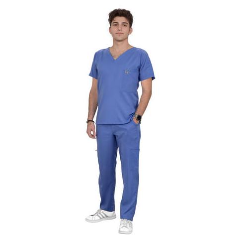 Uniforme Medico Pijama Quirurgica Hombre Recto Conjunto Azul Acero M