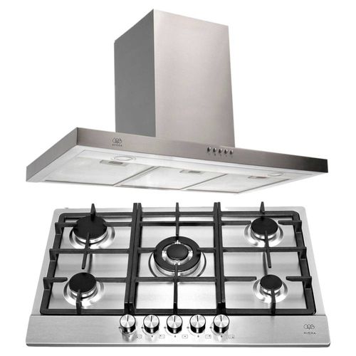 Combo Parrilla Gas 5 Quemadores AI5 Campana Pared 76 cm CEV60B AVERA