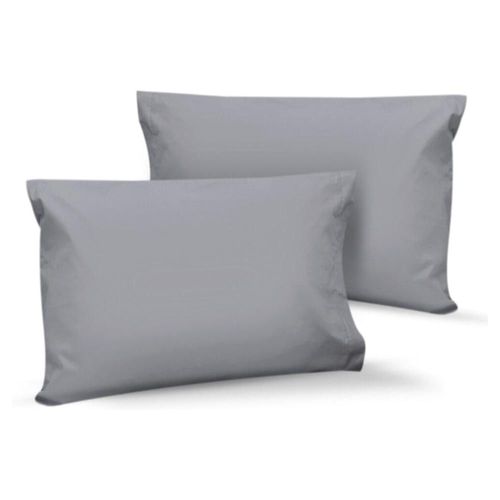 Par de Fundas de Almohada Algodón Percal 300 Estándar Gris Oxford
