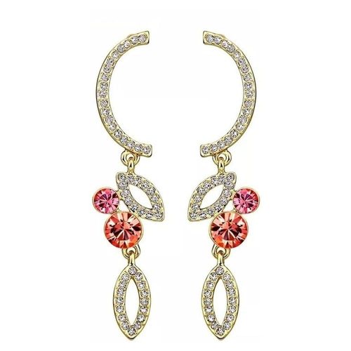 Aretes Con Brillantes Cristal Oro 14k Laminado