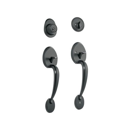 Doble jaladera, perilla y cerrojo llave-mariposa, negro