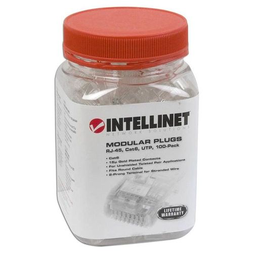 Plugs RJ-45, Cat 6, UTP, bote con 100 piezas