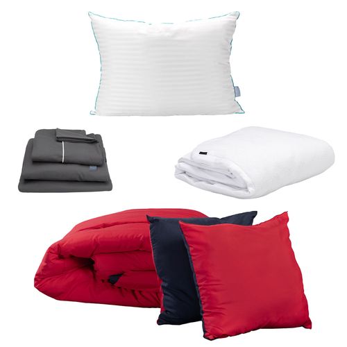 Set Edredón Individual Dicasa Couzy Rojo /Azul + Blancos CZD