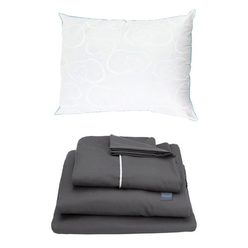 Juego de Sábanas Individual Royal Touch Gris Oxford +Almohada Osos CZD