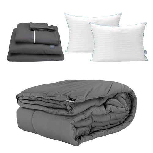 Edredón Matrimonial Dicasa Homy Gris +Sábanas +Almohada Royal Twin CZD