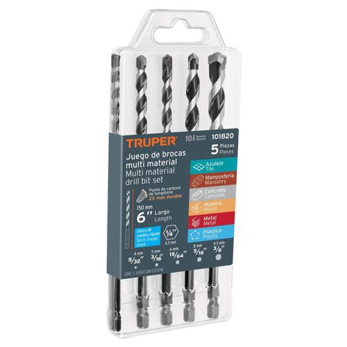 Juego de brocas multimaterial, 5 piezas