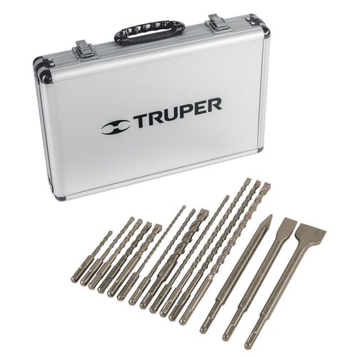 Juego de 15 brocas y cinceles SDS plus en estuche Truper JSDS15