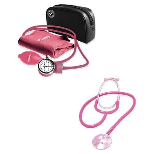 Kit Simple Baumanómetro Aneroide Popular Rosa Checkatek