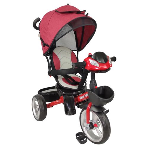 Triciclo para Niños 7en1 con Asiento Giratorio 360,luz,sonido Rojo