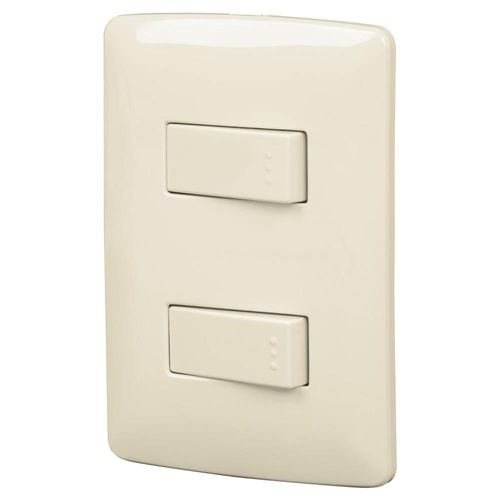 Placa armada 1 interruptor escalera, marfil, línea Italiana Volteck