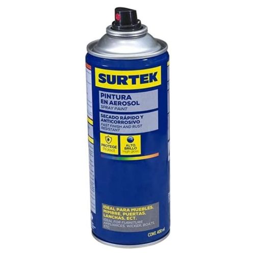 Pintura Aerosol 400Ml Color Negro Brillante Surtek