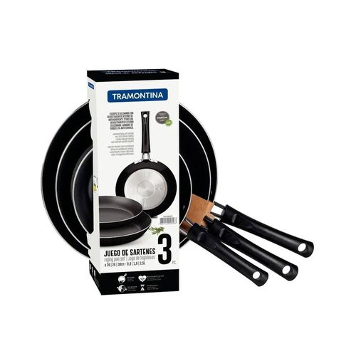 Juego de Sartenes 3 pz 20/26/30 cm Aluminio Negro Tramontina 20199/007