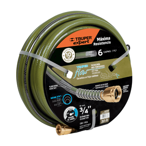 Manguera TRUPER anti torceduras 6 capas 30m 100148 verde