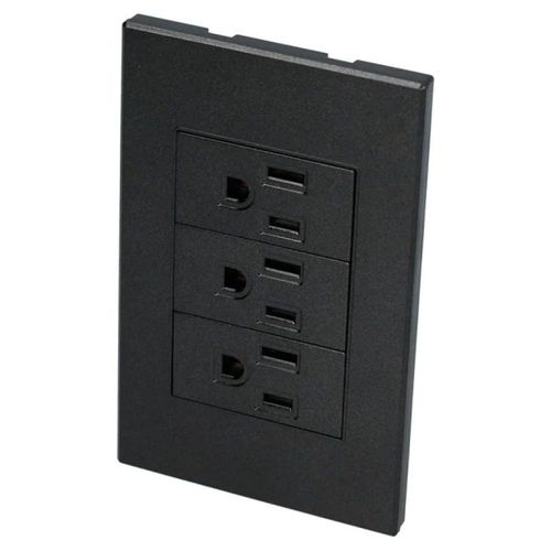 Placa 3 Contactos 60 Hz Línea Premium Negro Surtek