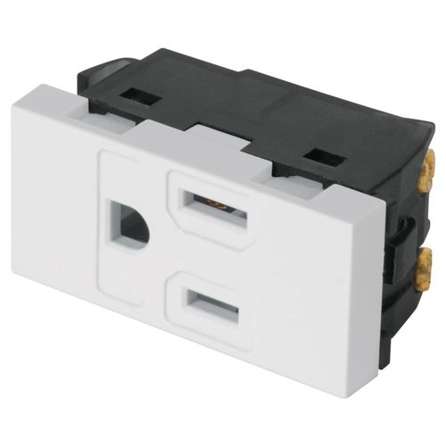 Contacto aterrizado, 1 módulo, línea Española, color blanco Volteck