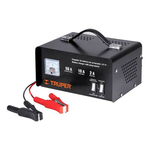 Cargador con arrancador Truper 50A para baterías de 12V 13027 negro