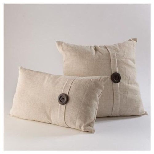 Cojin De Lino Boton Beige 30 X 50 - Beige