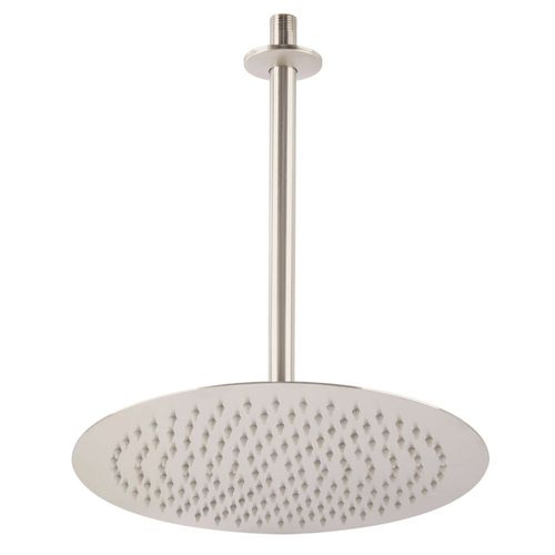 Regadera satín FOSET plato redondo delgado con brazo R313N plateado