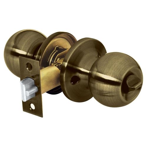 Cerradura Pomo Tubular Latón Antiguo Entrada Bas Hermex 23656