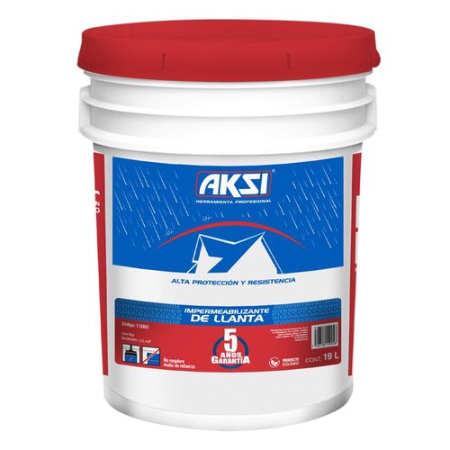Impermeabilizante de Llanta Aksi Cubeta 19 L Rojo 0.5 - 0.75 L x m2