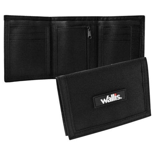 Cartera unisex con varios compartimientos, color negro